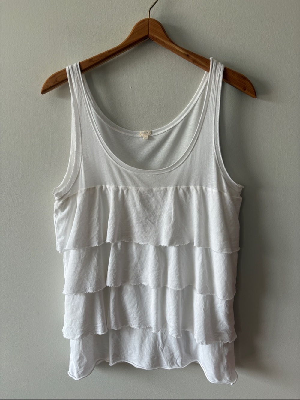 J Crew Tiered Ruffle Tank White Size Medium